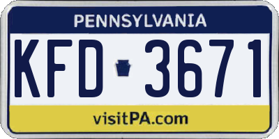 PA license plate KFD3671
