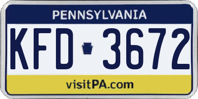 PA license plate KFD3672