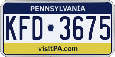PA license plate KFD3675