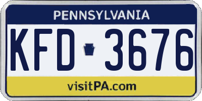 PA license plate KFD3676