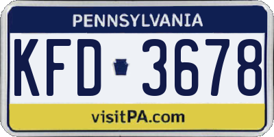 PA license plate KFD3678