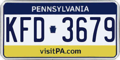 PA license plate KFD3679