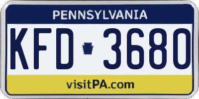 PA license plate KFD3680