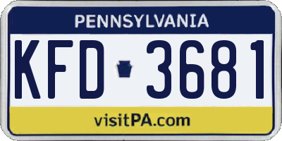 PA license plate KFD3681