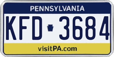 PA license plate KFD3684