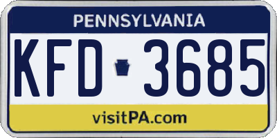 PA license plate KFD3685