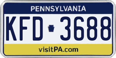 PA license plate KFD3688