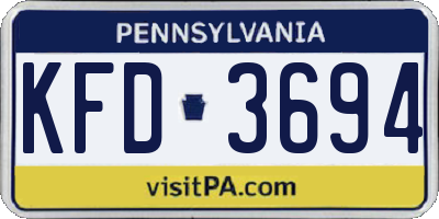 PA license plate KFD3694
