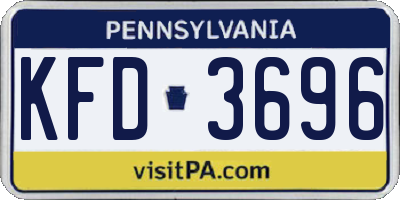 PA license plate KFD3696