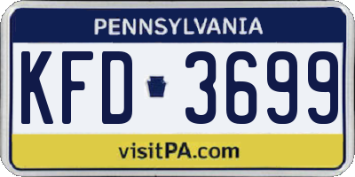 PA license plate KFD3699