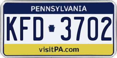 PA license plate KFD3702