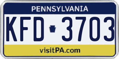 PA license plate KFD3703