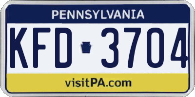 PA license plate KFD3704