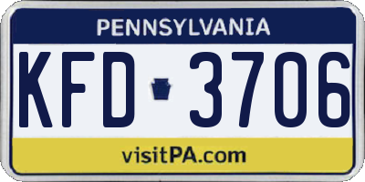 PA license plate KFD3706
