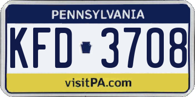 PA license plate KFD3708