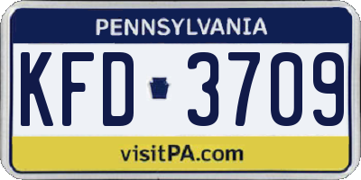 PA license plate KFD3709