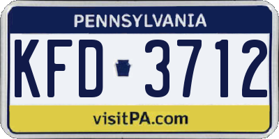 PA license plate KFD3712