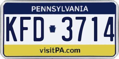 PA license plate KFD3714