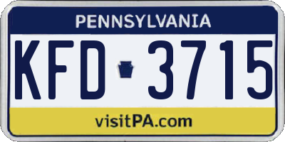 PA license plate KFD3715