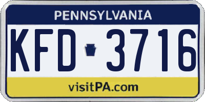 PA license plate KFD3716