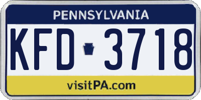 PA license plate KFD3718