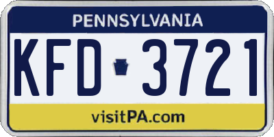 PA license plate KFD3721