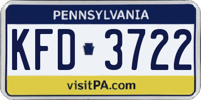 PA license plate KFD3722