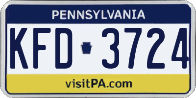 PA license plate KFD3724