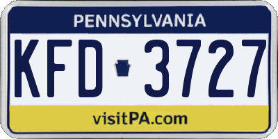 PA license plate KFD3727