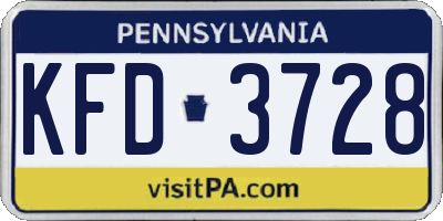 PA license plate KFD3728