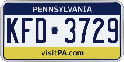 PA license plate KFD3729