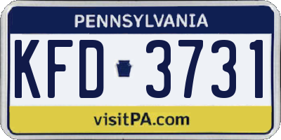 PA license plate KFD3731