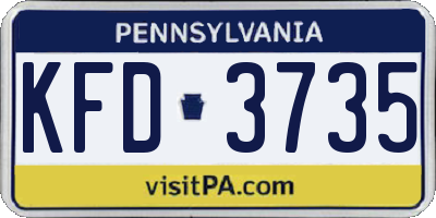 PA license plate KFD3735