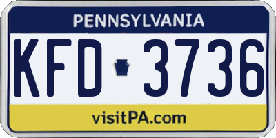 PA license plate KFD3736