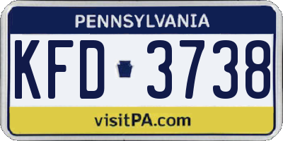 PA license plate KFD3738