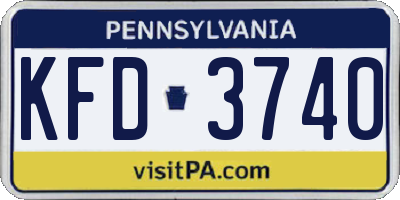 PA license plate KFD3740