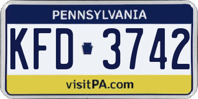 PA license plate KFD3742