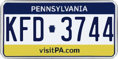 PA license plate KFD3744