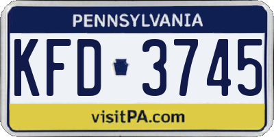 PA license plate KFD3745