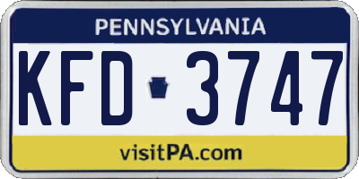 PA license plate KFD3747