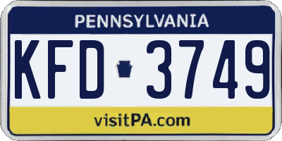 PA license plate KFD3749