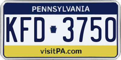 PA license plate KFD3750