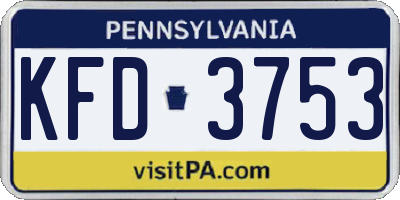 PA license plate KFD3753
