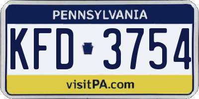 PA license plate KFD3754
