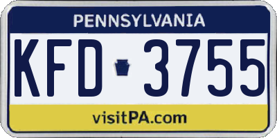 PA license plate KFD3755