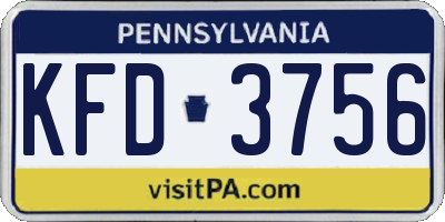 PA license plate KFD3756