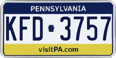 PA license plate KFD3757