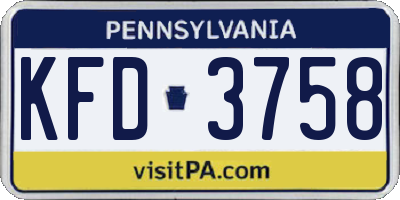 PA license plate KFD3758