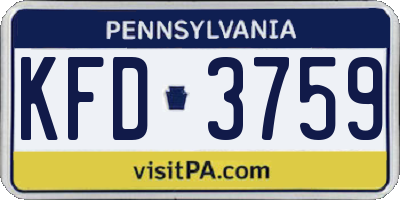 PA license plate KFD3759