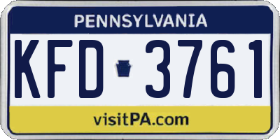 PA license plate KFD3761